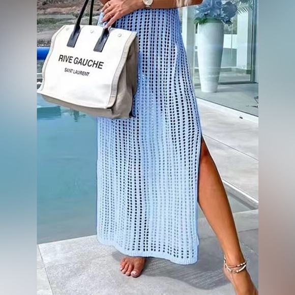 Openwork Slit Cutout Wide Strap Dress - Picture 6 of 16